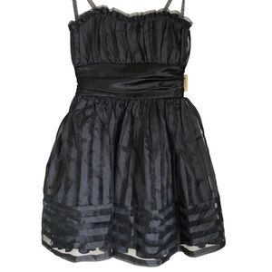NWT Vintage Strapless Sweetheart Black Striped Formal Junior Prom Dress Size 6